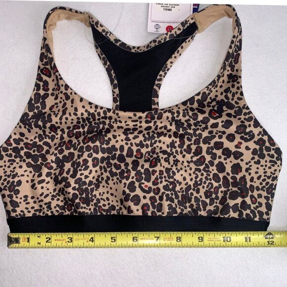 Champion NWT Leopard Print Absolute Medium Impact Sports Bra Tan Black Size S - Picture 4 of 7